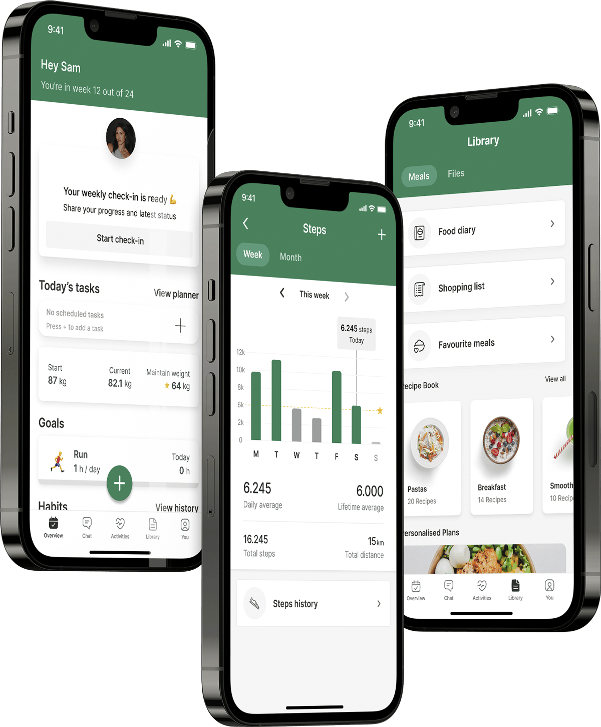 A mockup of the coaching app showcasing the features.